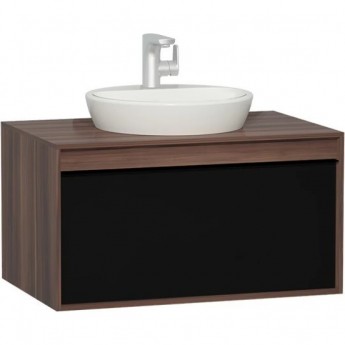 ф VITRA METROPOLE 80 см из искуственного камня, c 1 ящиком, цвет сливовое дерево, фасад черное акриловое стекло